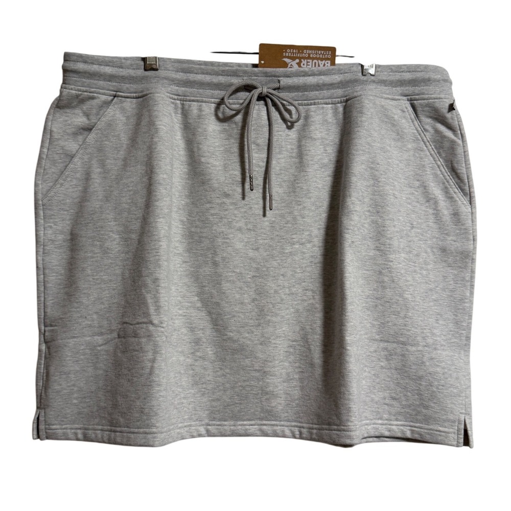 Eddie Bauer Women Camp Fleece Skirt Heather Gray XL Drawstring Pockets NEW‎